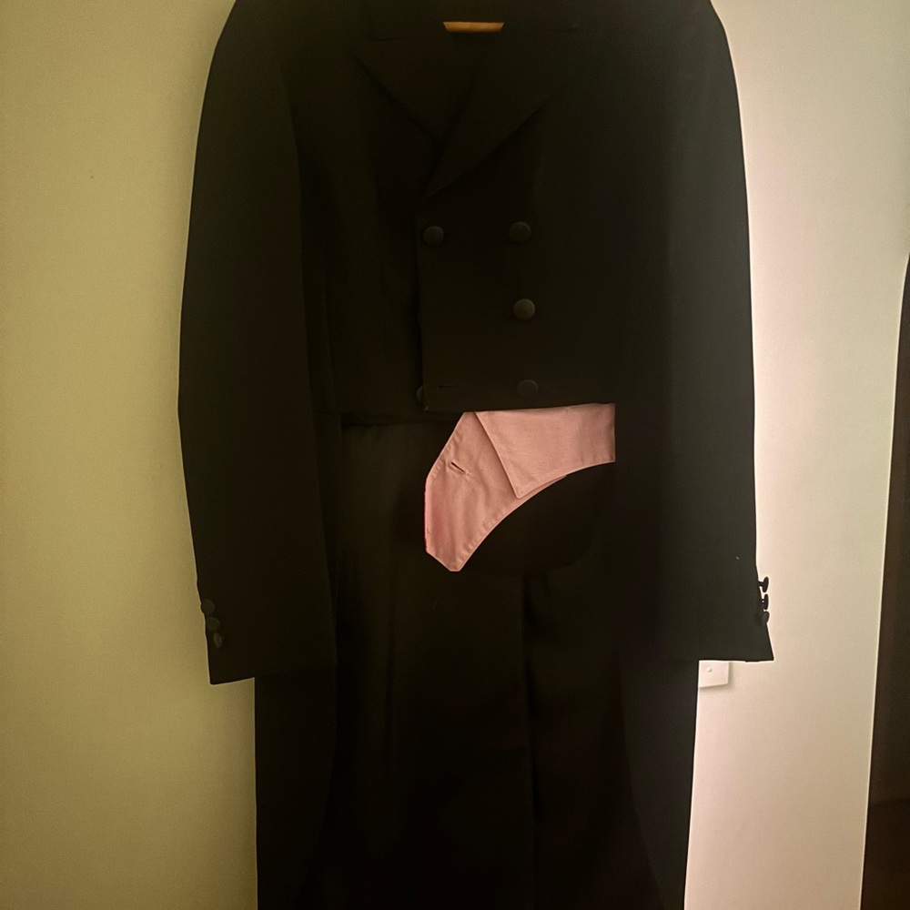 Elegant Black Tailcoat with Pink Lining